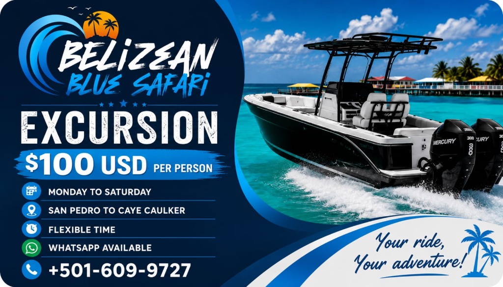 San Pedro to Caye Caulker Excursion promotion - $100 USD per person